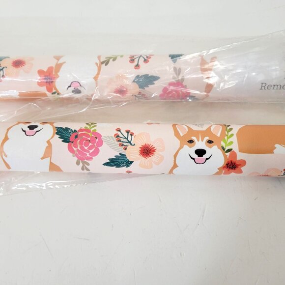 Spoonflower Pre-Pasted Removable Smooth Wallpaper - Corgi Dog & Floral Print Two - Picture 2 of 5